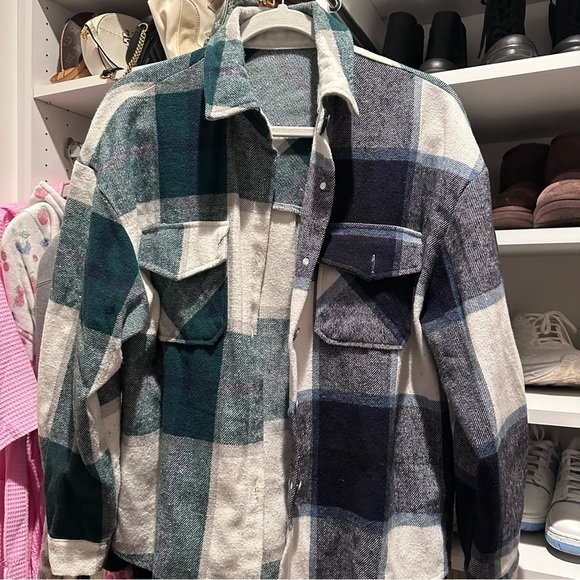 SHEIN Tops - Blue and Green Flannel